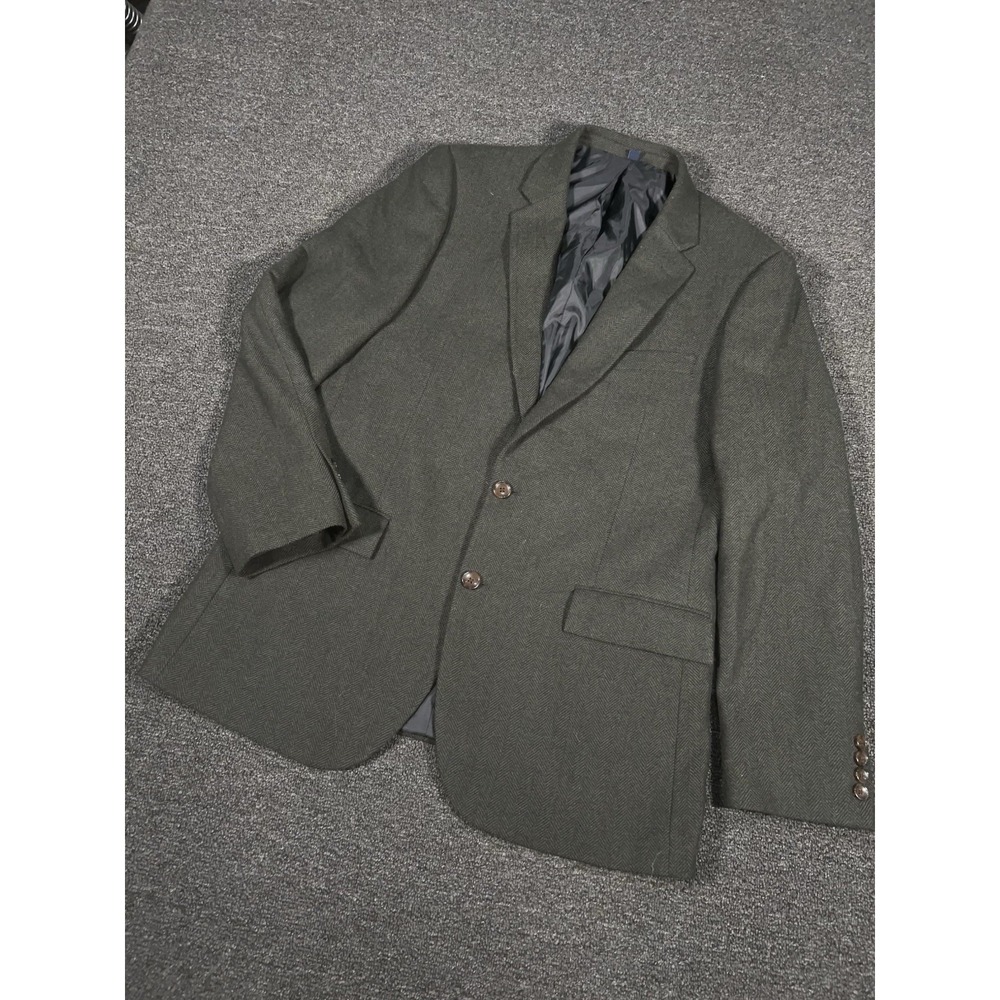J. Crew Thompson Blazer Jacket Men's 42L Green Tweed Herringbone Wool Business